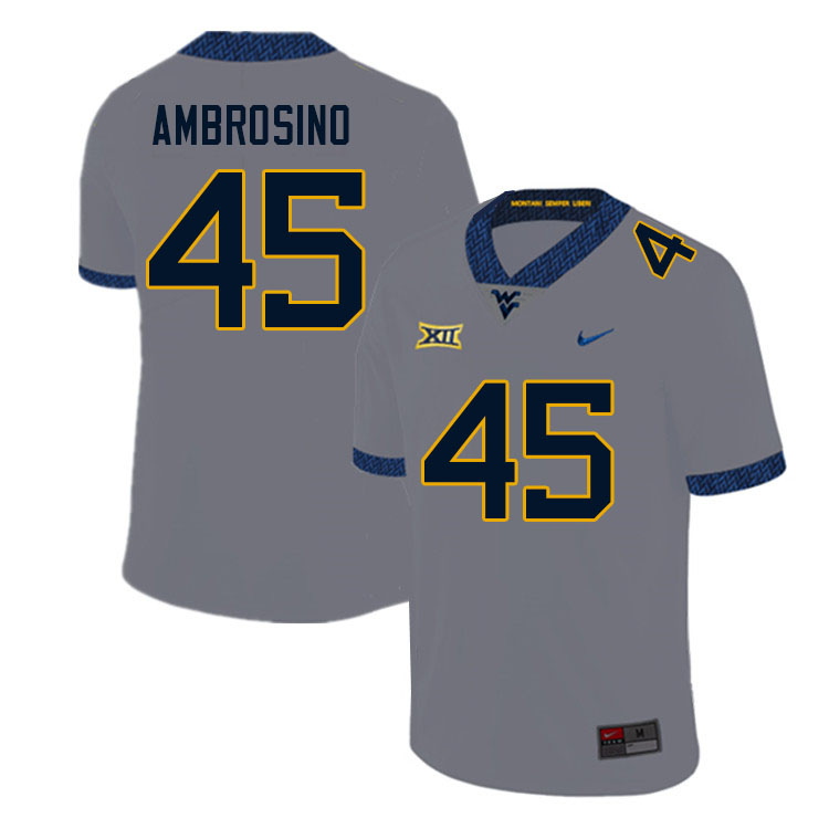 Men #45 Derek Ambrosino West Virginia Mountaineers College Football Jerseys Sale-Gray